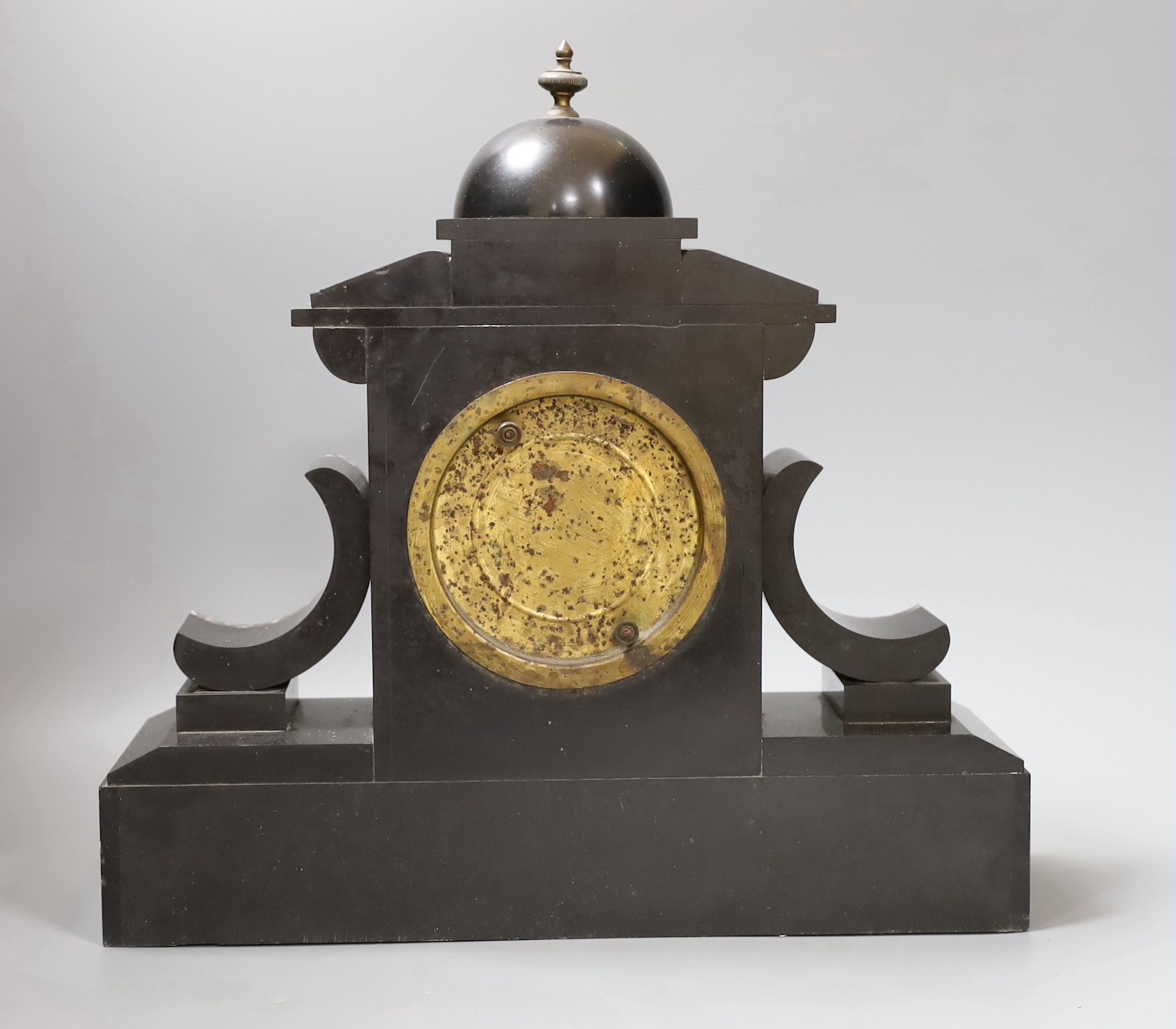 A ornamental Victorian and marble slate clock together with an Art Deco style mantle clock, tallest 35cm